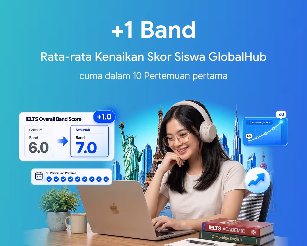 Rata-rata kenaikan skor siswa Global Hub sebesar satu band